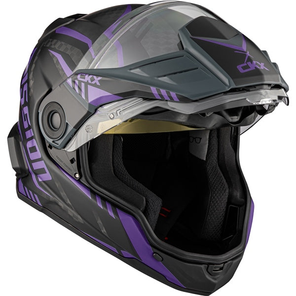 KKK384 CKX Mission AMS Carbon Fury Snowmobile Helmet w/ Electric Shield
